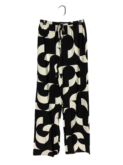 ED IT ED |S| WAIST 26| B48| BOLD MONOCHROME GEOMETRIC WIDE-LEG LOUNGE PANTS WITH DRAWSTRING WAIST