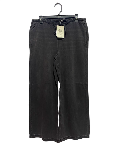 H&M |L| WAIST 32| B48| CASUAL WASHED CHARCOAL BLACK WIDE-LEG JEANS WITH DRAWSTRING WAIST