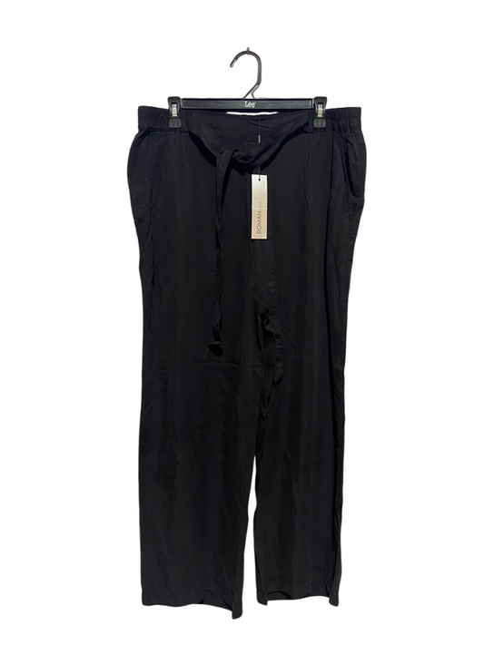 ROMAN |XL| WAIST 34| B48| CLASSIC BLACK WIDE-LEG TROUSERS WITH SELF-TIE FABRIC BELT