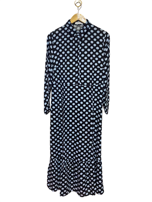 PRIMARK CARES |M| BUST 21| B49| CLASSIC POLKA DOT MAXI SHIRT DRESS WITH LONG SLEEVES