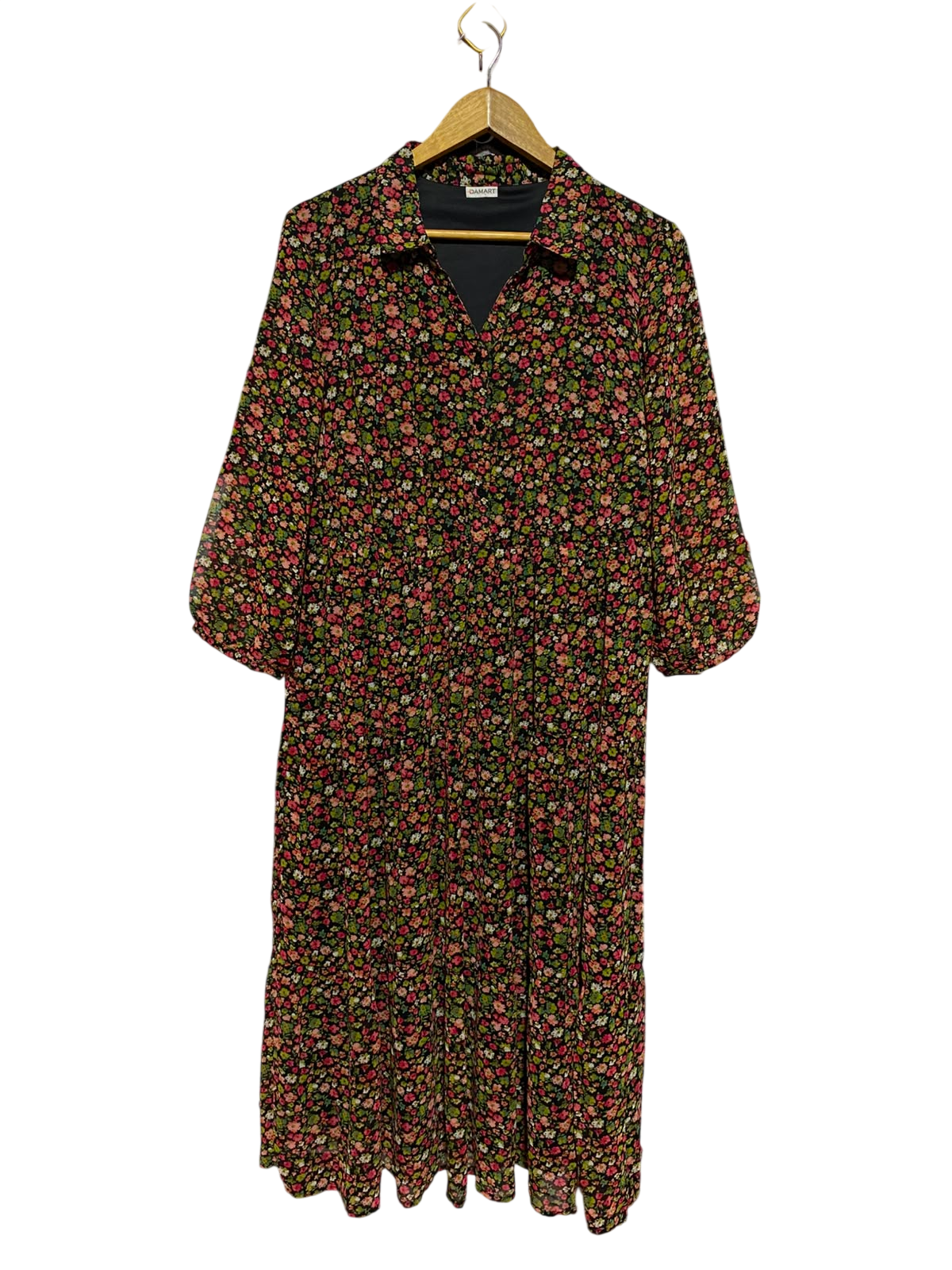 DAMART |L| BUST 19| B49| TIERED MAXI DRESS COLLARED BUTTON FRONT CASUAL LONG DRESS