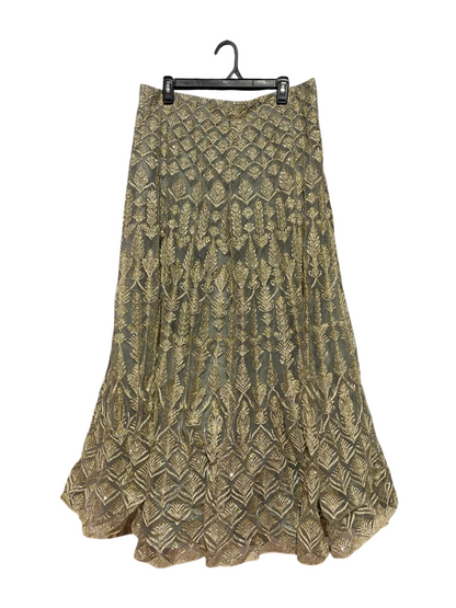 |L| WAIST 32| B32| WOMEN'S LUXURY GOLD EMBROIDERED LEHENGA SKIRT