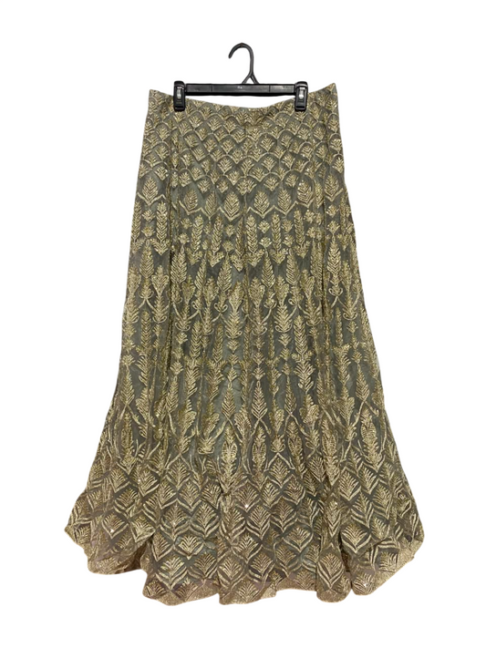 |L| WAIST 32| B32| WOMEN'S LUXURY GOLD EMBROIDERED LEHENGA SKIRT