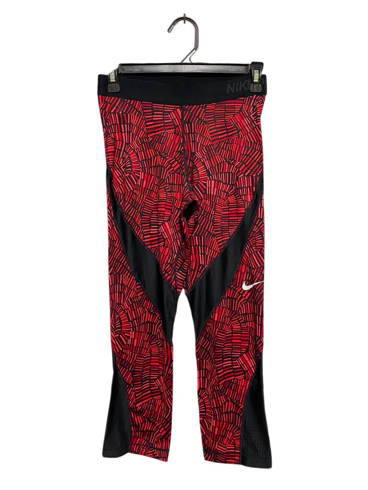 NIKE PRO |M| WAIST 25| B49| RED AND BLACK GEOMETRIC PRINT TRAINING TIGHTS