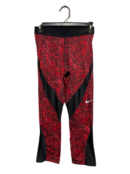 NIKE PRO |M| WAIST 25| B49| RED AND BLACK GEOMETRIC PRINT TRAINING TIGHTS
