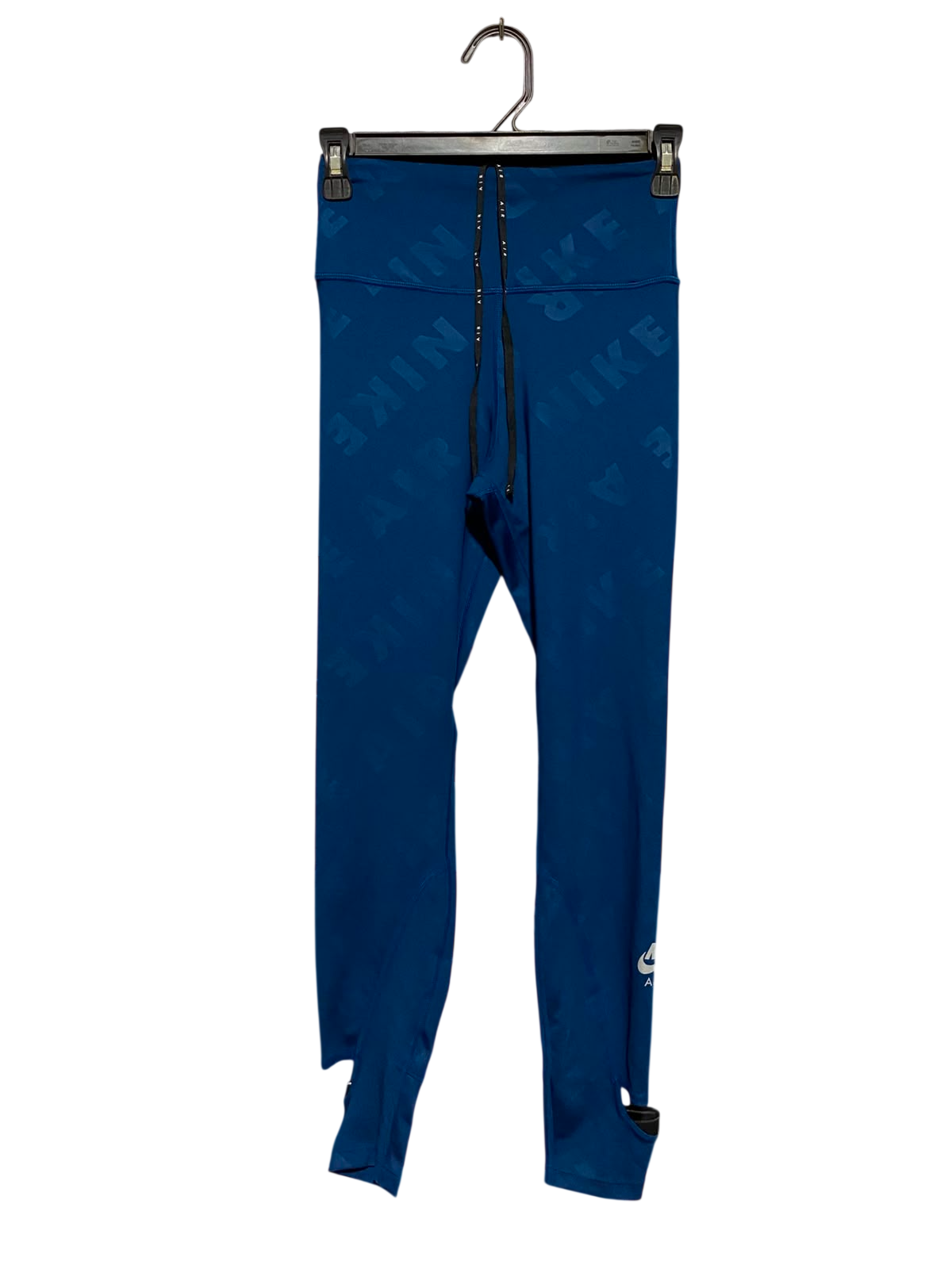 NIKE |XS| WAIST 24|B49| BLUE ALL-OVER LOGO RUNNING TIGHTS WITH STIRRUPS