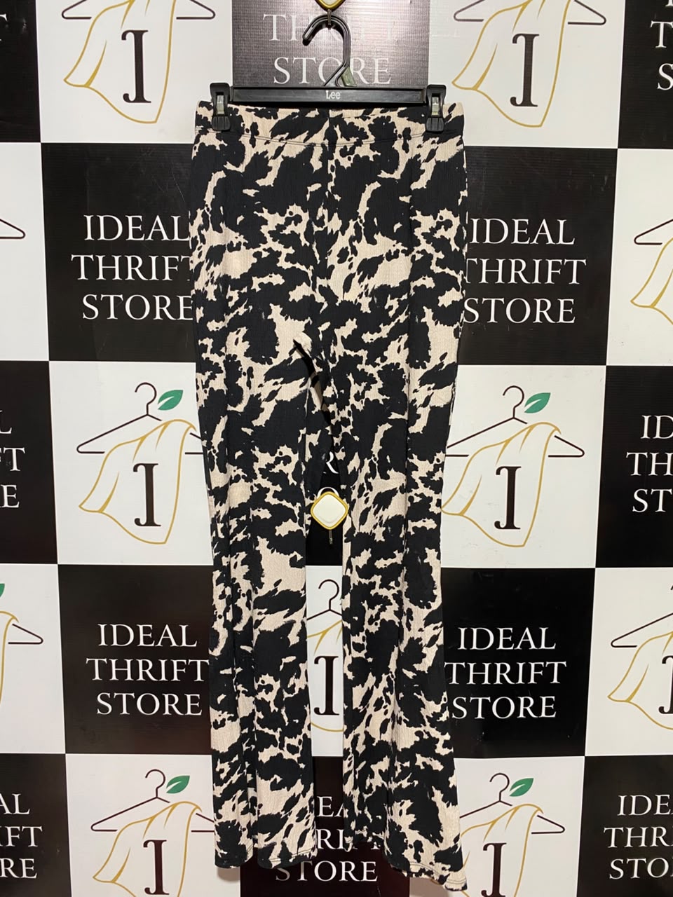 GEORGE |M| WAIST 27| B49| HIGH WAISTED BLACK AND BEIGE BELL BOTTOM TROUSERS