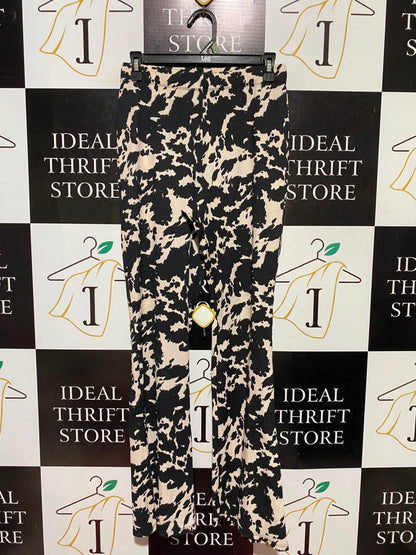 GEORGE |M| WAIST 27| B49| HIGH WAISTED BLACK AND BEIGE BELL BOTTOM TROUSERS