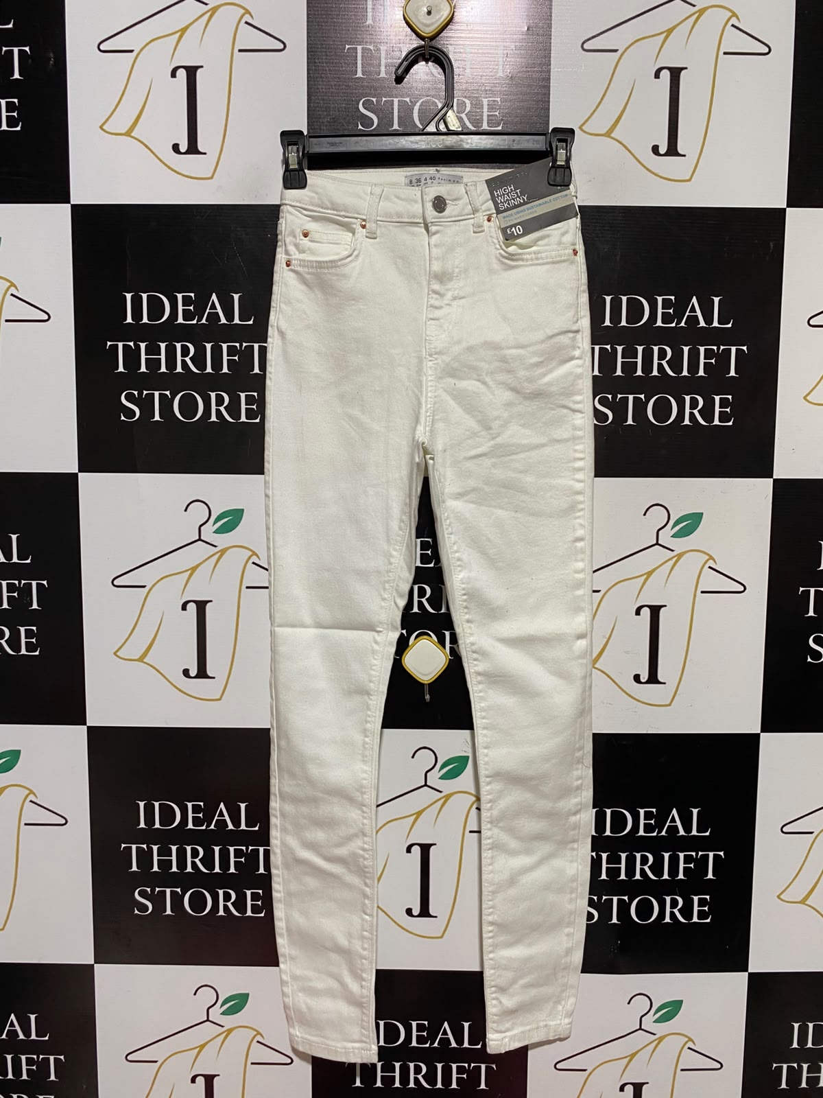PRIMARK CARES |S| WAIST 25| B49| OFF-WHITE DENIM SLIM FIT TROUSERS