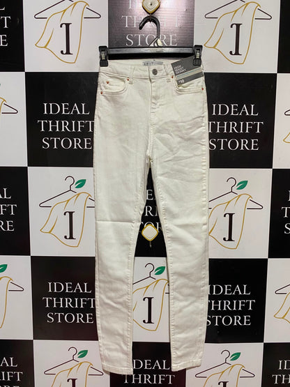 PRIMARK CARES |S| WAIST 25| B49| OFF-WHITE DENIM SLIM FIT TROUSERS