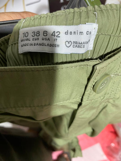 PRIMARK CARES |S| WAIST 26| B49| SAGE GREEN WIDE LEG CARGO PANTS