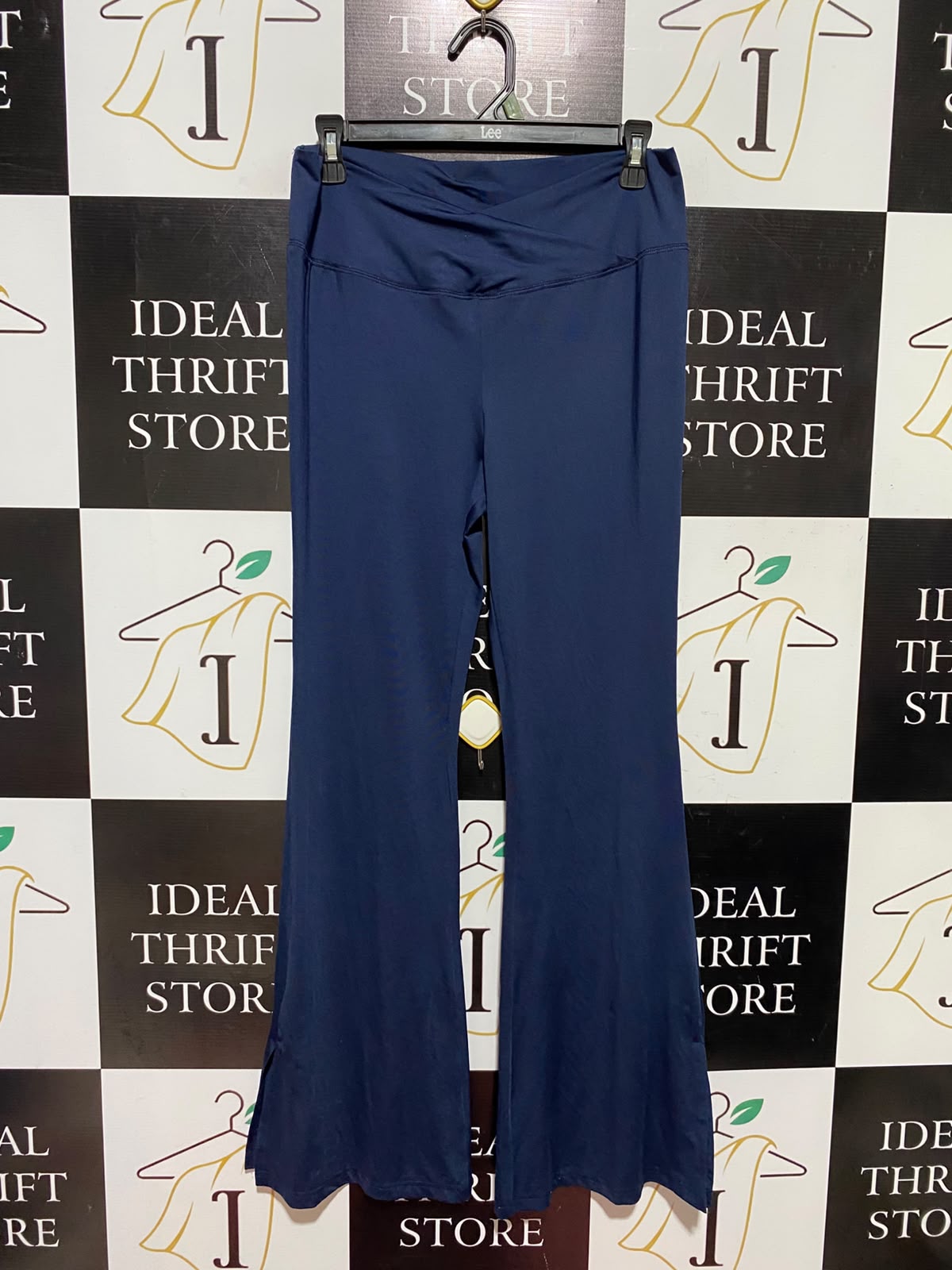SHEIN |L| WAIST 31| B49| NAVY BLUE CROSSOVER FLARE LEGGINGS
