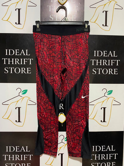NIKE PRO |M| WAIST 25| B49| RED AND BLACK GEOMETRIC PRINT TRAINING TIGHTS