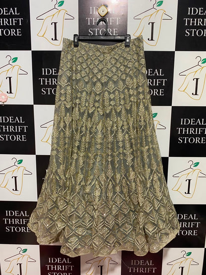 |L| WAIST 32| B32| WOMEN'S LUXURY GOLD EMBROIDERED LEHENGA SKIRT