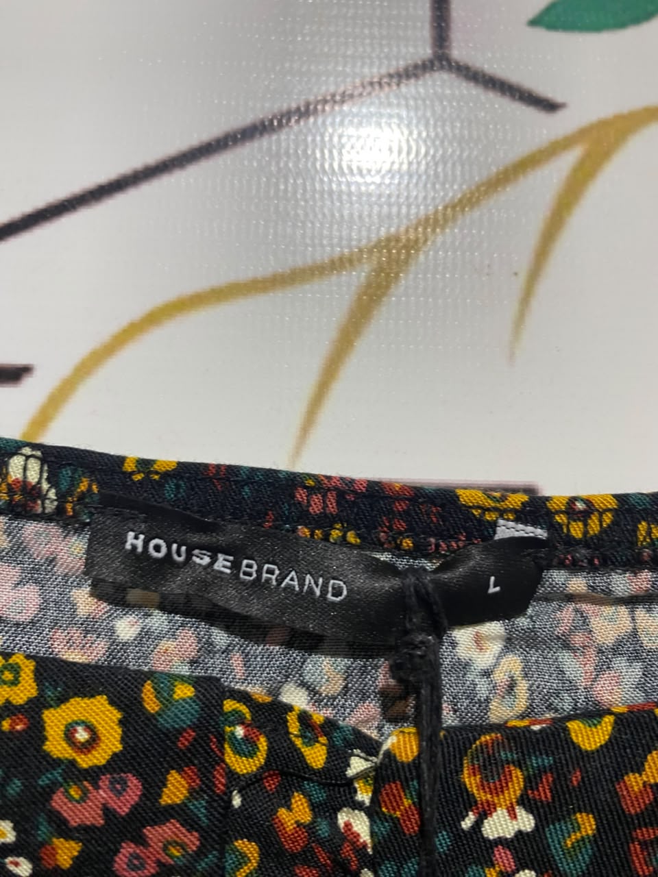 HOUSE BRAND |L| BUST 16| B49|WOMEN'S DITSY FLORAL MIDI DRESS - SQUARE NECK LONG SLEEVE SIDE SLIT BLACK CASUAL DRESS