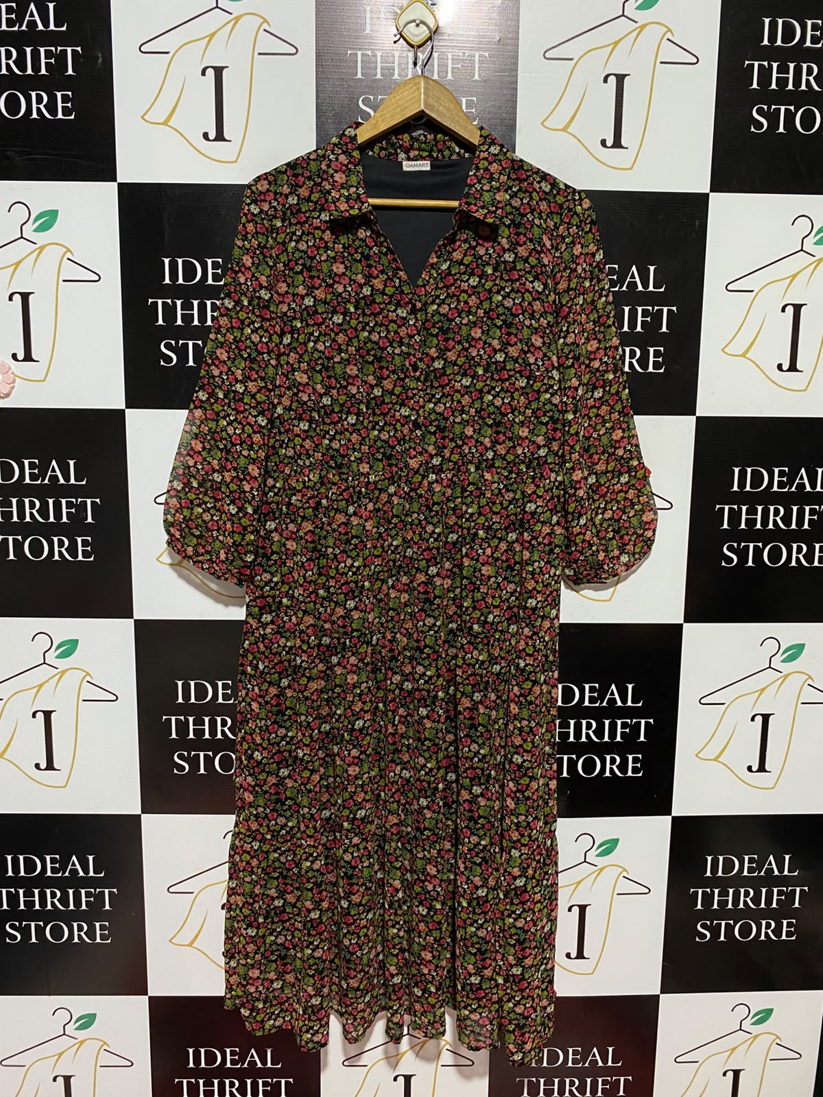 DAMART |L| BUST 19| B49| TIERED MAXI DRESS COLLARED BUTTON FRONT CASUAL LONG DRESS