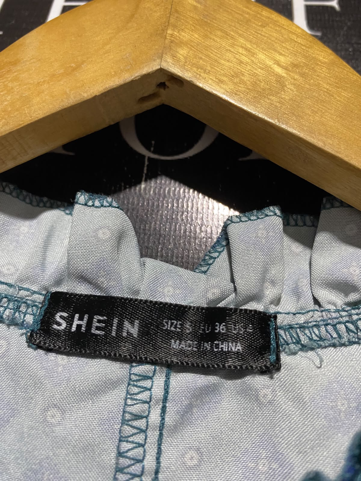 SHEIN |S| BUST 19| B49| RUFFLE COLLAR TIE FRONT LONG SLEEVE ELASTIC WAIST TIERED DRESS