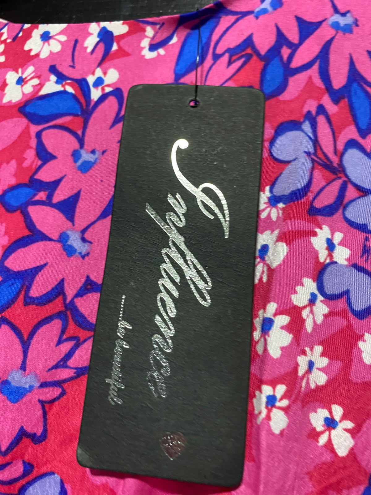 INFLUENCE |S| BUST 15| B49| VIBRANT PINK & BLUE FLORAL MIDI DRESS - SHORT FLUTTER SLEEVE EMPIRE WAIST CASUAL MAXI DRESS