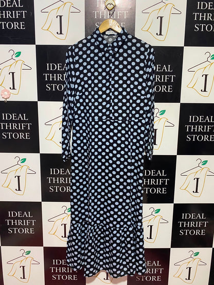 PRIMARK CARES |M| BUST 21| B49| CLASSIC POLKA DOT MAXI SHIRT DRESS WITH LONG SLEEVES