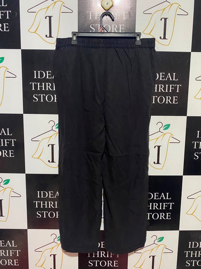 ROMAN |XL| WAIST 34| B48| CLASSIC BLACK WIDE-LEG TROUSERS WITH SELF-TIE FABRIC BELT