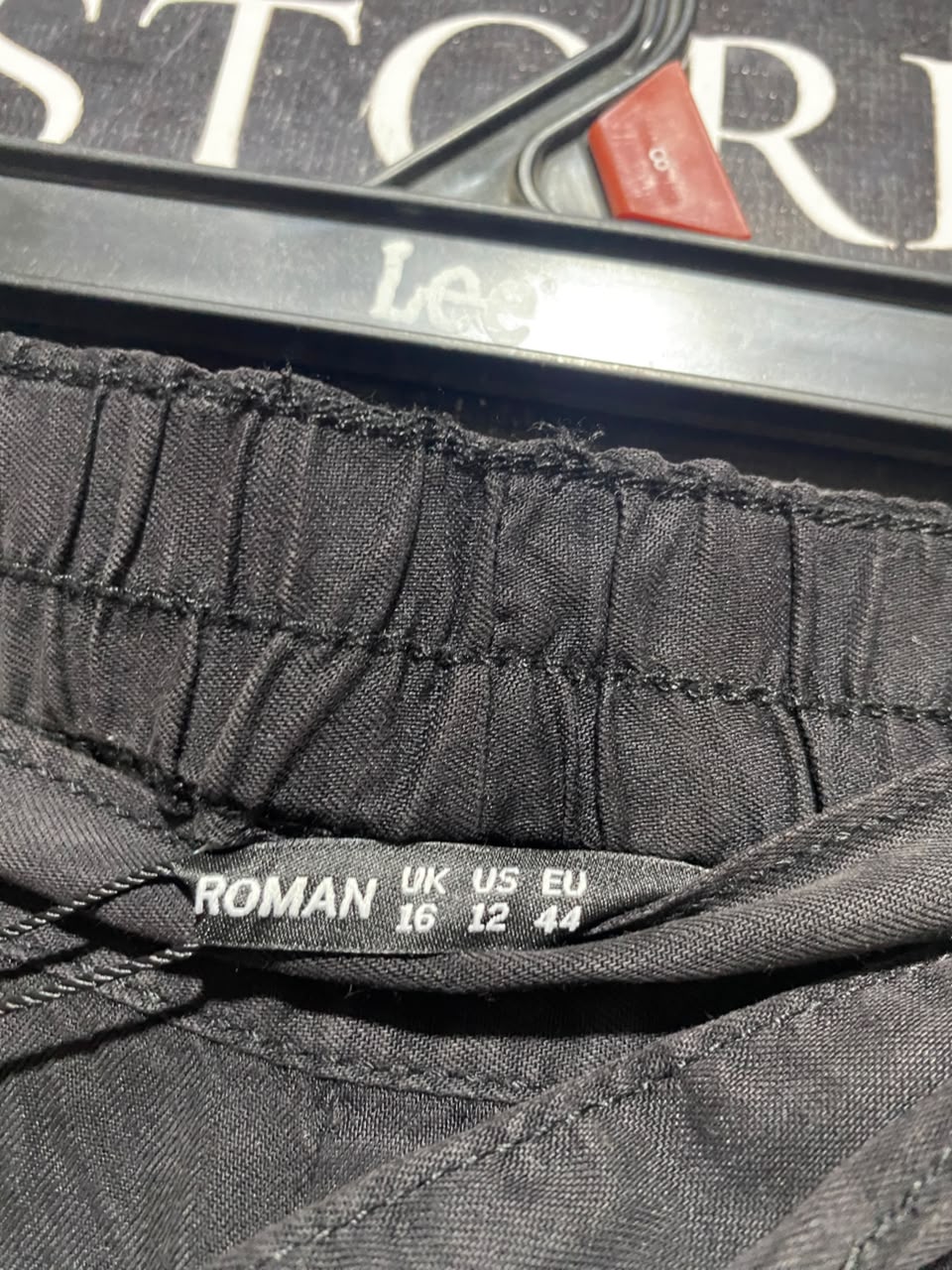ROMAN |XL| WAIST 34| B48| CLASSIC BLACK WIDE-LEG TROUSERS WITH SELF-TIE FABRIC BELT