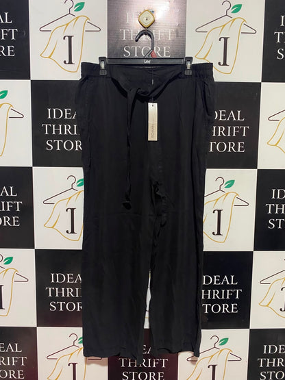 ROMAN |XL| WAIST 34| B48| CLASSIC BLACK WIDE-LEG TROUSERS WITH SELF-TIE FABRIC BELT