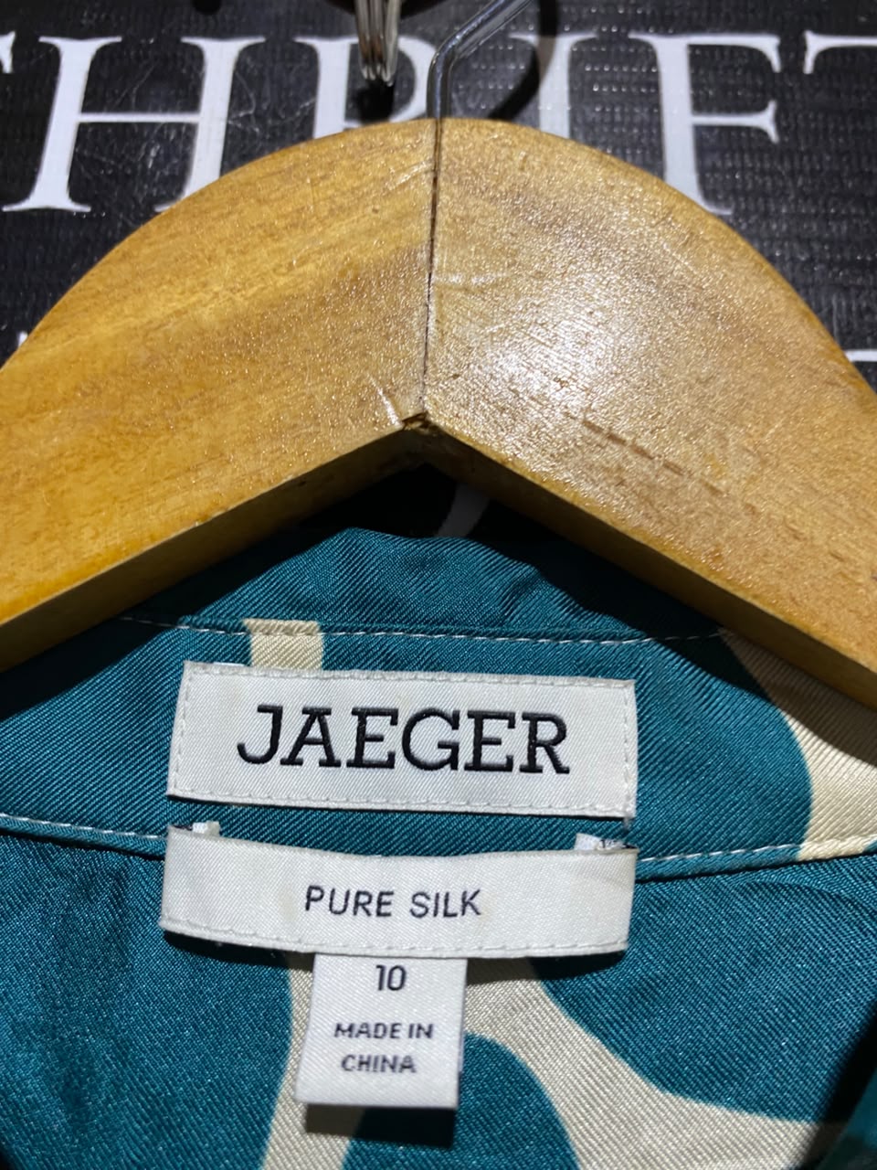 JAEGER |M| BUST 18| B48| CHIC TEAL ABSTRACT FLORAL SLEEVELESS SHIRT DRESS WITH MATCHING BELT