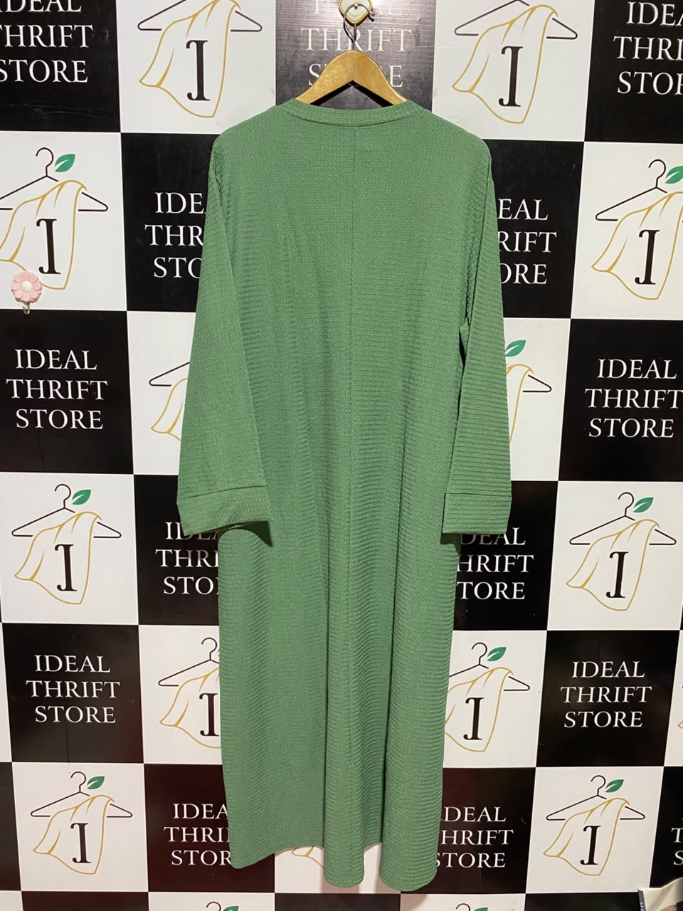 FASHION |XL| BUST 24| B48| CHIC MINT GREEN TEXTURED KNIT MAXI DRESS WITH THREE-QUARTER SLEEVES