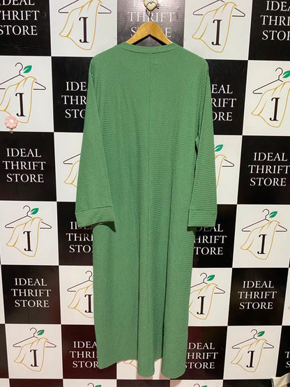 FASHION |XL| BUST 24| B48| CHIC MINT GREEN TEXTURED KNIT MAXI DRESS WITH THREE-QUARTER SLEEVES