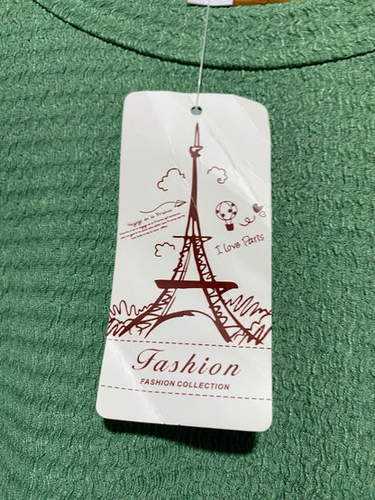 FASHION |XL| BUST 24| B48| CHIC MINT GREEN TEXTURED KNIT MAXI DRESS WITH THREE-QUARTER SLEEVES