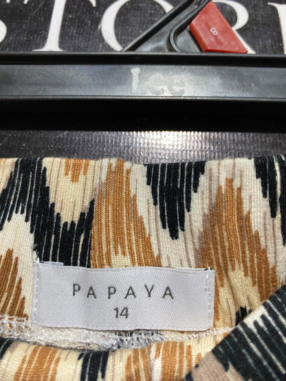 PAPAYA |L| WAIST 32| B48| RETRO EARTH TONED CHEVRON WIDE-LEG LOUNGE PANTS