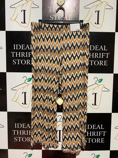 PAPAYA |L| WAIST 32| B48| RETRO EARTH TONED CHEVRON WIDE-LEG LOUNGE PANTS