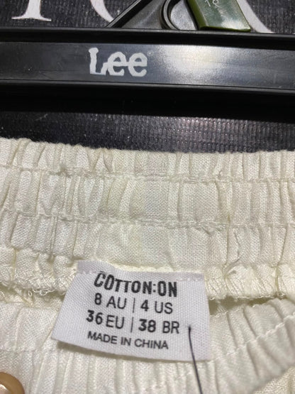 COTTON ON |S| WAIST 26| B48| CREAM LINEN-BLEND WIDE-LEG CARGO PANTS