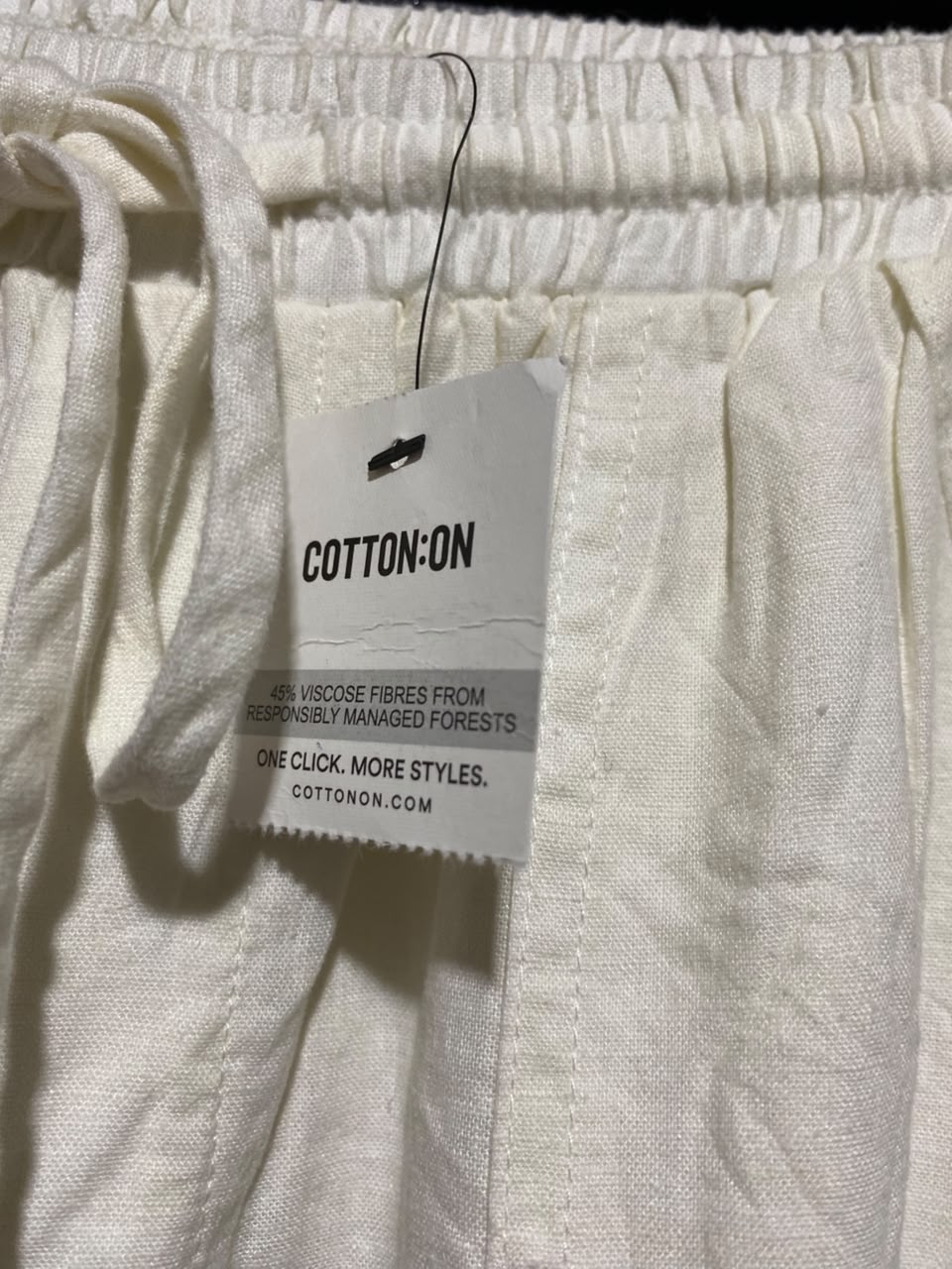 COTTON ON |S| WAIST 26| B48| CREAM LINEN-BLEND WIDE-LEG CARGO PANTS