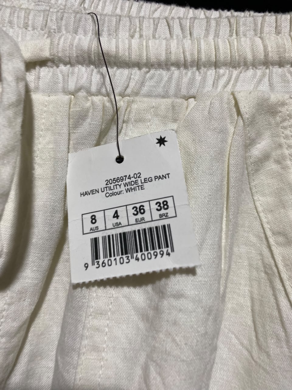 COTTON ON |S| WAIST 26| B48| CREAM LINEN-BLEND WIDE-LEG CARGO PANTS