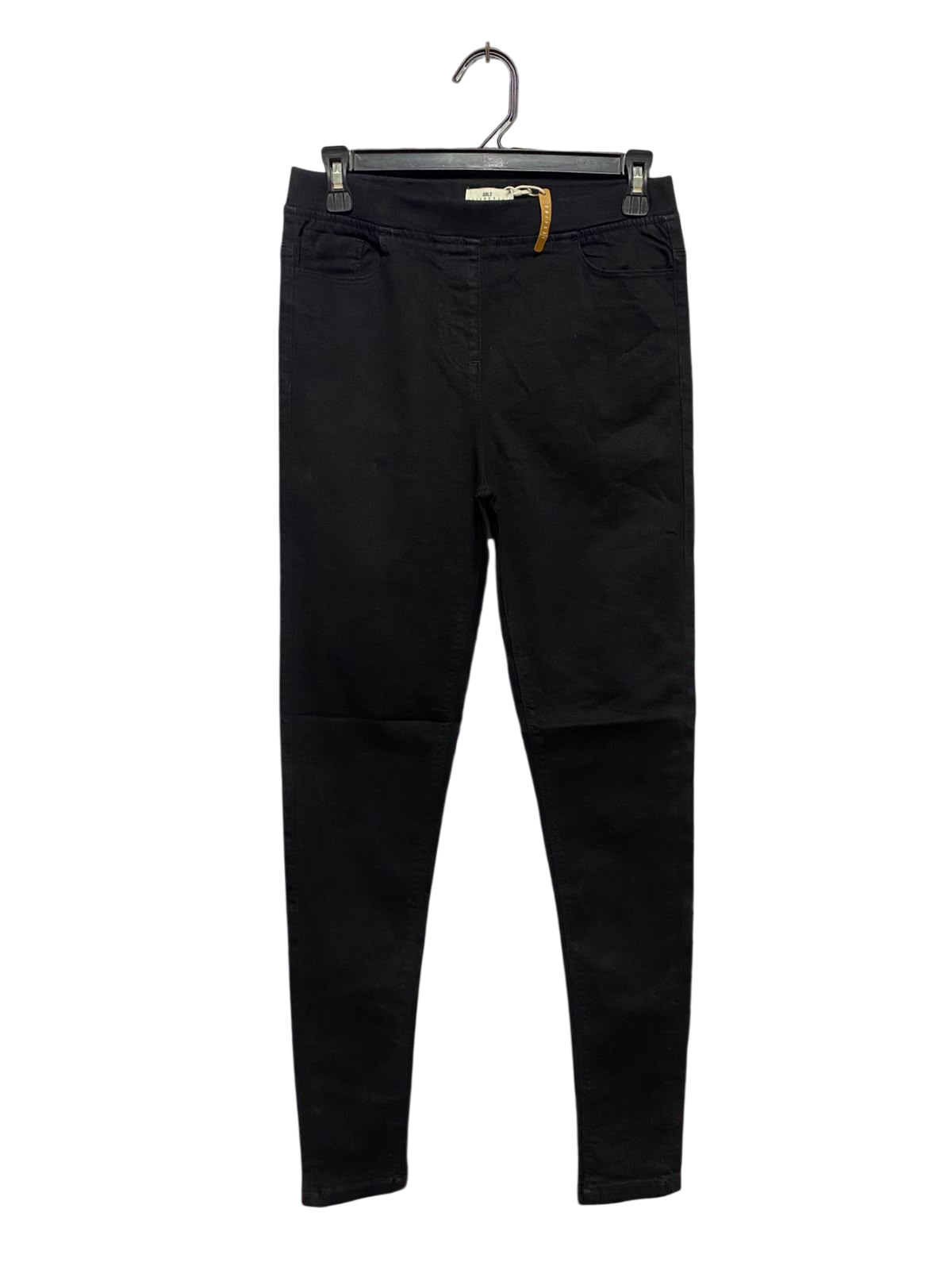 GIRL COLLECTION |M| WAIST 28| B49| SUPER STRETCH BLACK JEGGINGS - HIGH-WAISTED SKINNY FIT PULL-ON DENIM PANTS