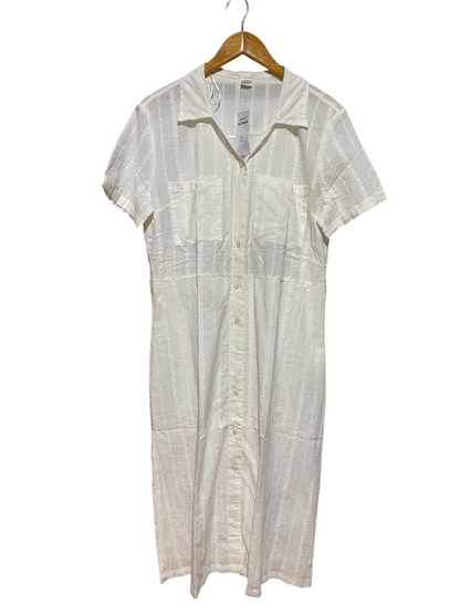 PEPCO WOMAN |L| BUST 19| B50| WOMEN WHITE TEXTURED EMBROIDERED SHIRT DRESS