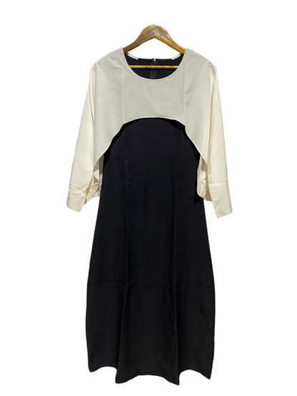 SHEIN |M| BUST 17| B50| TWO-PIECE STYLE BLACK AND WHITE MIDI DRESS WITH OVERLAY