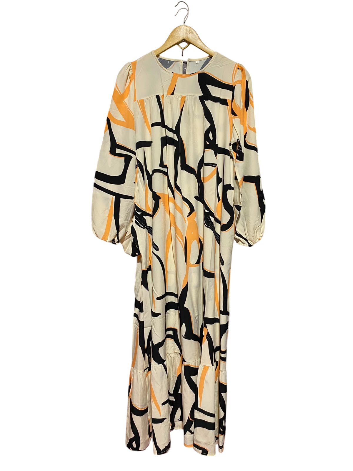 |L| BUST 19| B50| ELEGANT ABSTRACT GRAPHIC PRINT MAXI DRESS