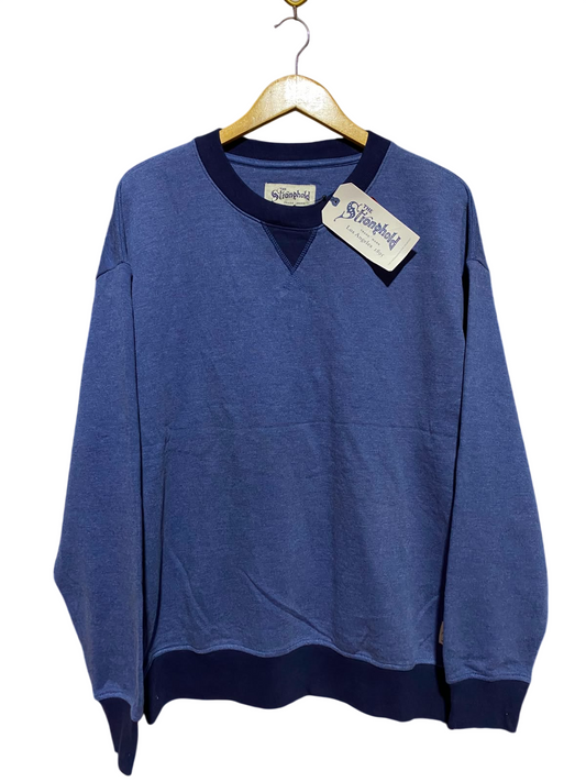 STRONGHOLD |XL| BUST 25| B50| VINTAGE-INSPIRED DENIM BLUE CREWNECK SWEATSHIRT WITH CONTRAST TRIM