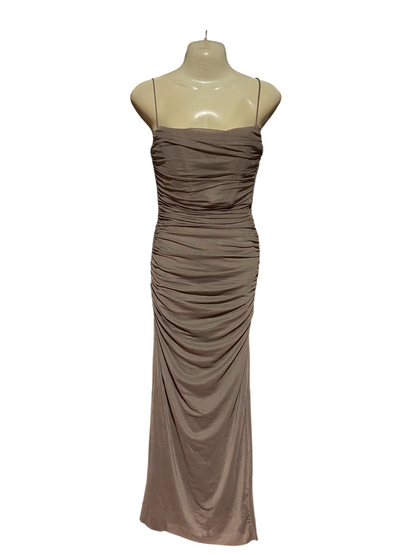 ZARA |XS| BUST 15| B50| TAUPE MAUVE SLEEVELESS STRAPPY FORMAL EVENING GOWN