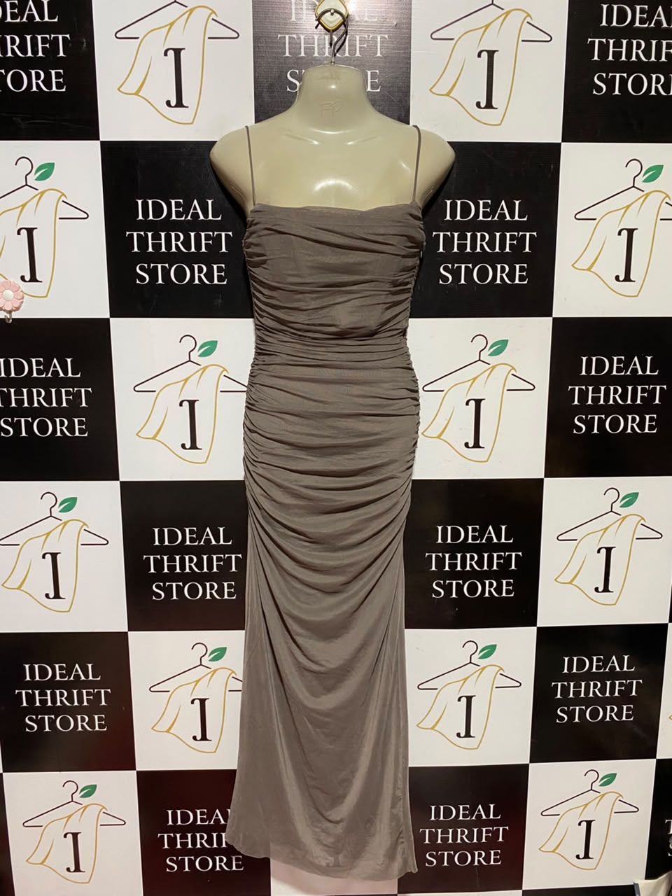 ZARA |XS| BUST 15| B50| TAUPE MAUVE SLEEVELESS STRAPPY FORMAL EVENING GOWN