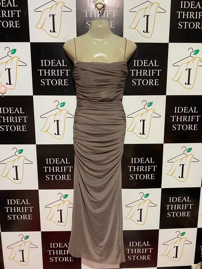 ZARA |XS| BUST 15| B50| TAUPE MAUVE SLEEVELESS STRAPPY FORMAL EVENING GOWN
