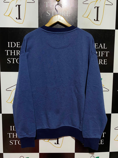 STRONGHOLD |XL| BUST 25| B50| VINTAGE-INSPIRED DENIM BLUE CREWNECK SWEATSHIRT WITH CONTRAST TRIM
