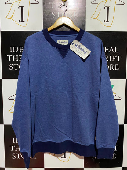 STRONGHOLD |XL| BUST 25| B50| VINTAGE-INSPIRED DENIM BLUE CREWNECK SWEATSHIRT WITH CONTRAST TRIM