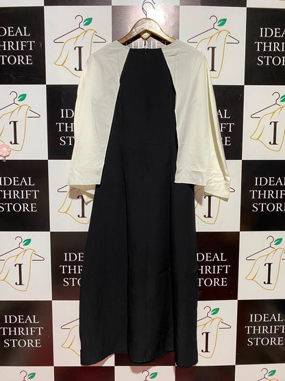 SHEIN |M| BUST 17| B50| TWO-PIECE STYLE BLACK AND WHITE MIDI DRESS WITH OVERLAY