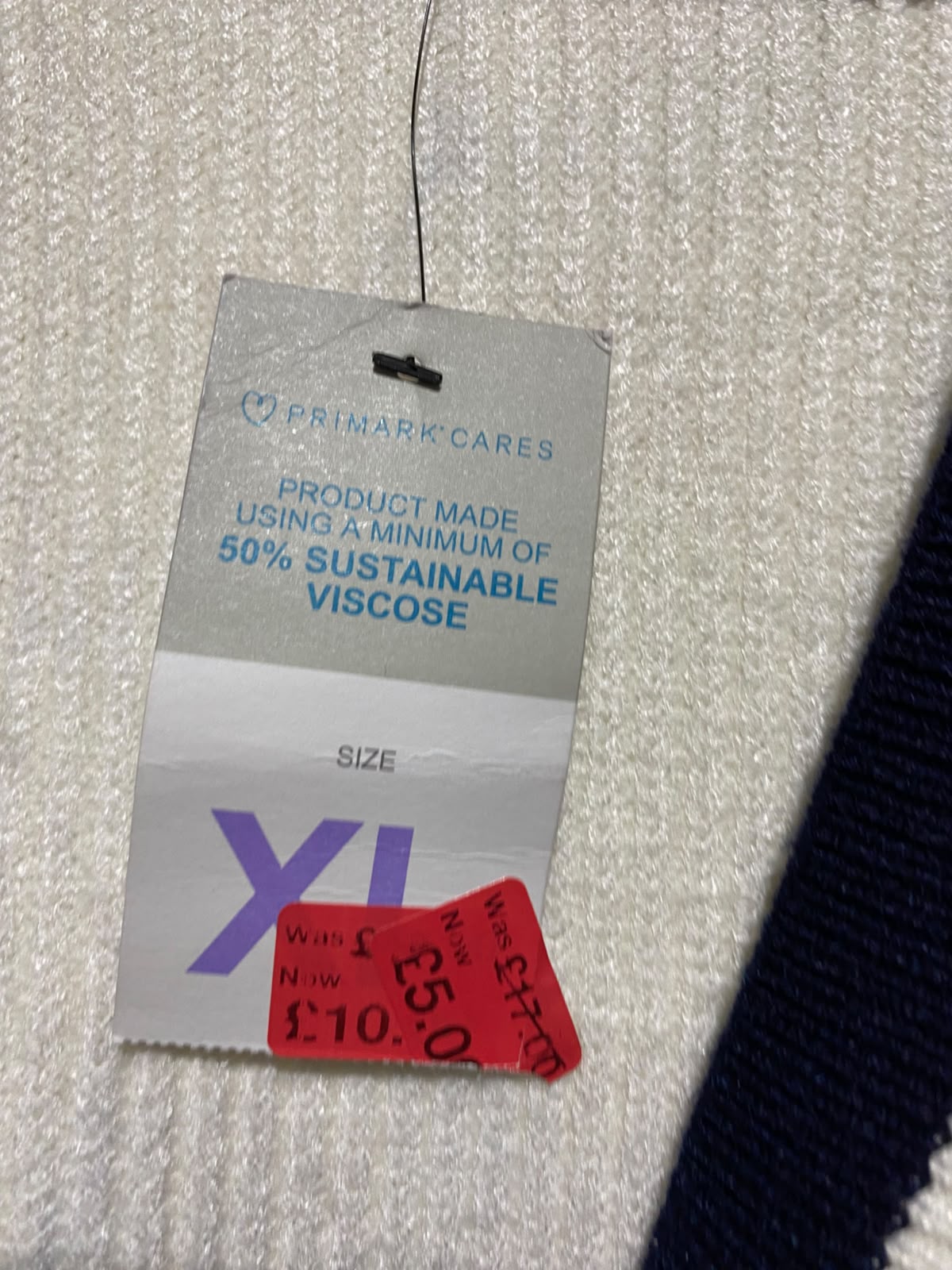PRIMARK CARES |XL| BUST 26| B50| CARDIGAN CREAM AND NAVY BLUE STRIPED V-NECK SWEATER