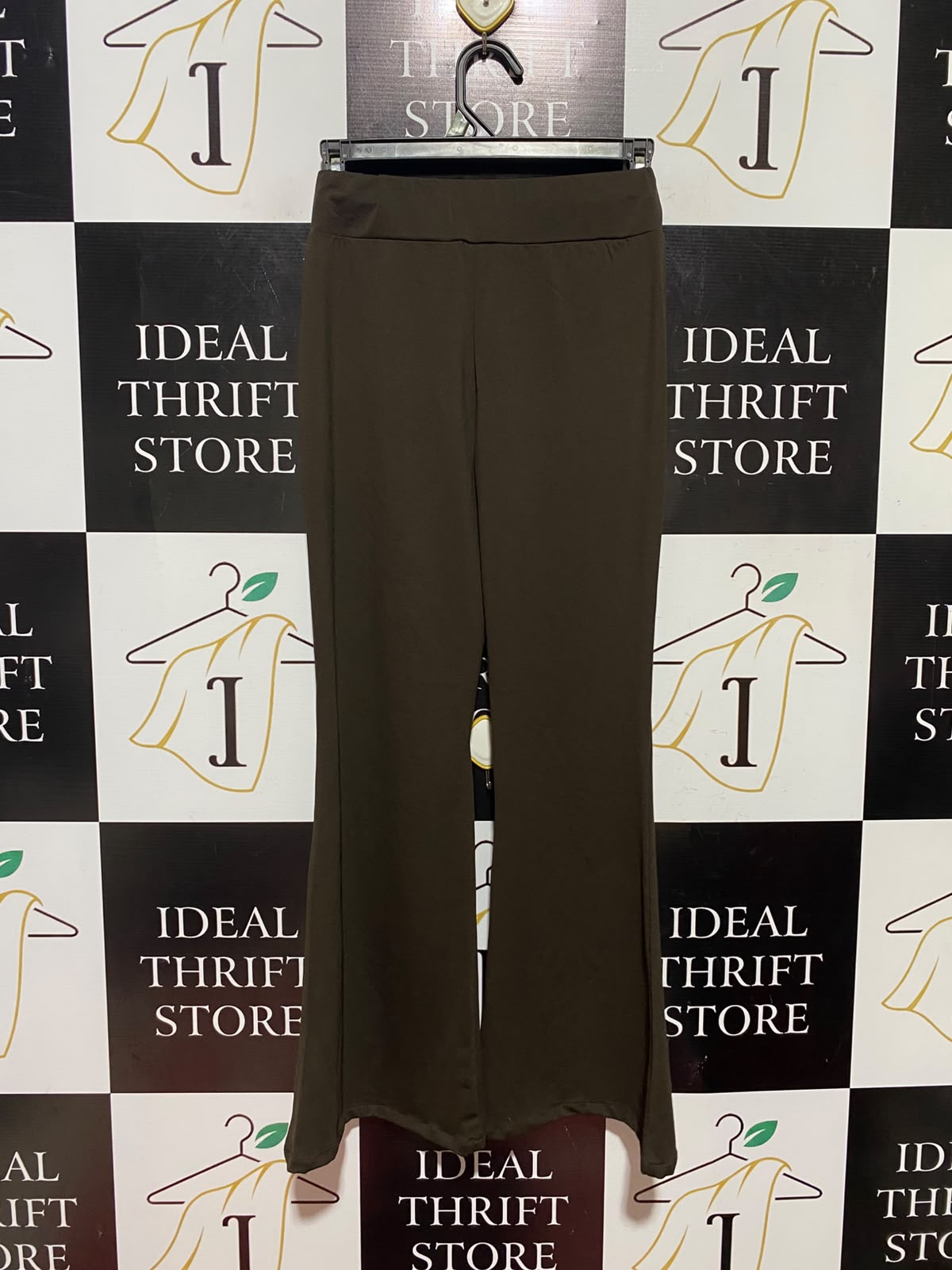SHEIN |S| WAIST 23| B49| DARK BROWN FLARE LEG PANTS - HIGH-WAISTED STRETCHY BELL BOTTOM TROUSERS