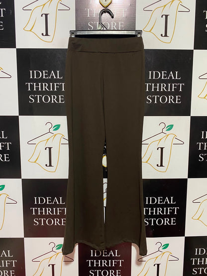 SHEIN |S| WAIST 23| B49| DARK BROWN FLARE LEG PANTS - HIGH-WAISTED STRETCHY BELL BOTTOM TROUSERS