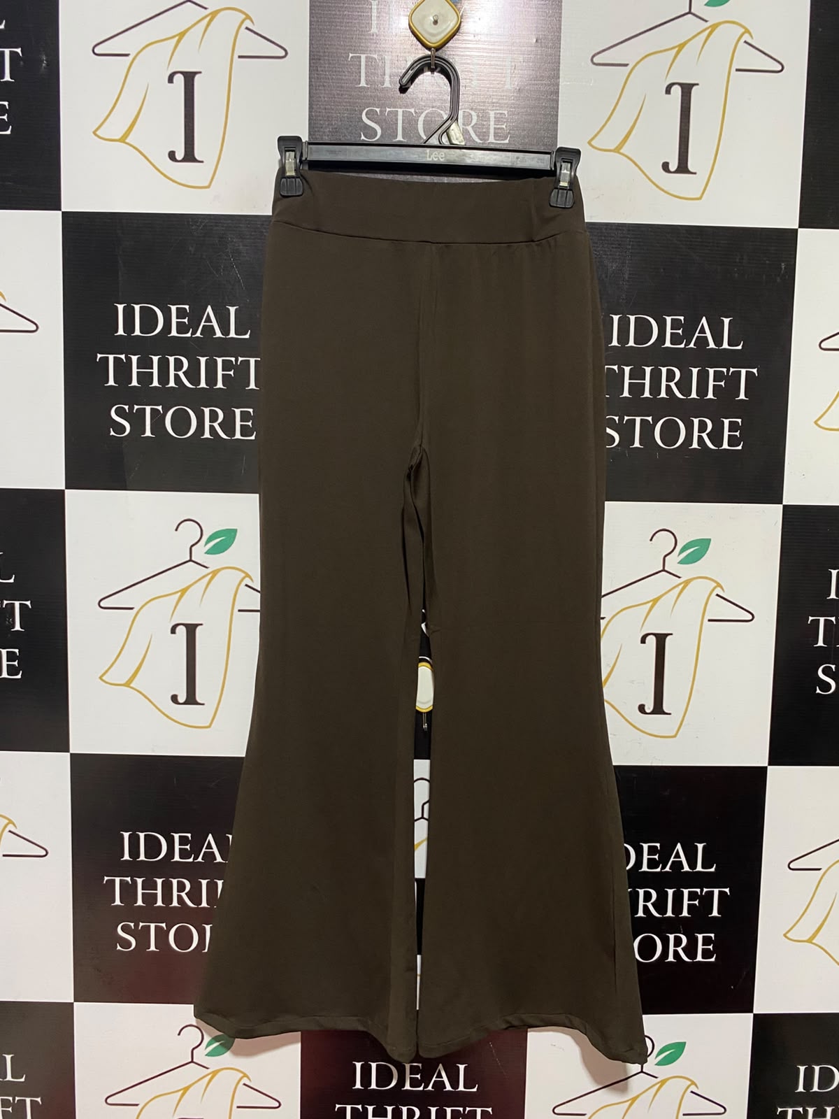 SHEIN |S| WAIST 23| B49| DARK BROWN FLARE LEG PANTS - HIGH-WAISTED STRETCHY BELL BOTTOM TROUSERS